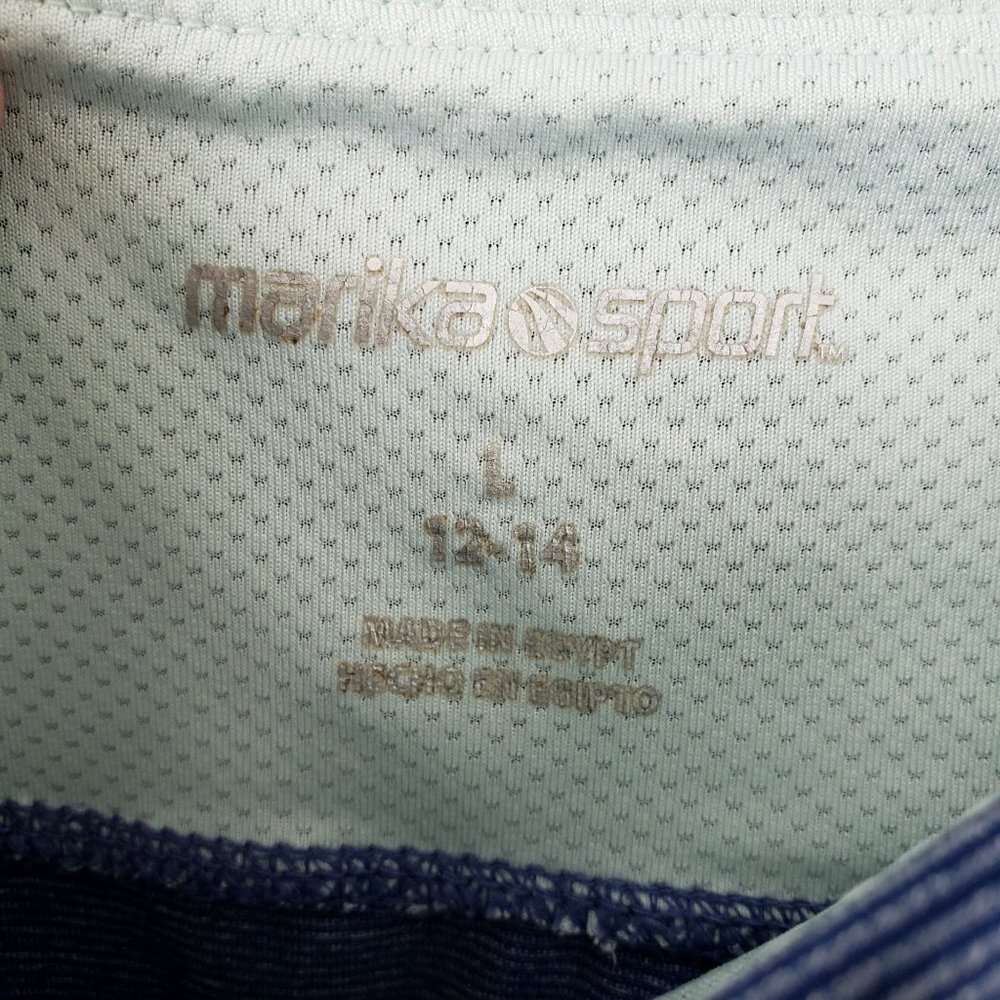 Marika Sport Capri Leggings Women's Size L 12-14 Blue Stripe - Picture 6 of 8